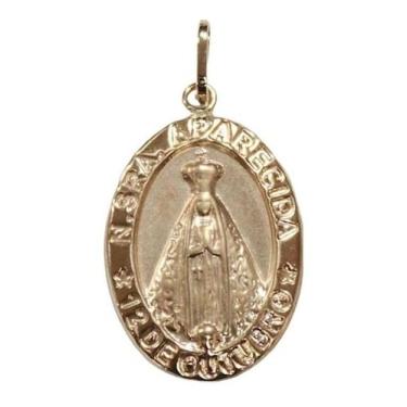 Imagem de Pingente Medalha Em Ouro 18k Nossa Senhora Aparecida Oca - Aea Joias, 
