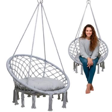 Imagem de Rede Cadeira Balanço Suspensa Algodao Confortavel Teto Casa Varanda Jardim Quintal Area Lazer Terraço Sacada