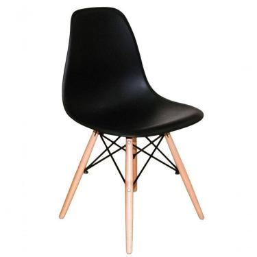 Imagem de Cadeira Charles Eames Wood Dsw Preta Base Madeira