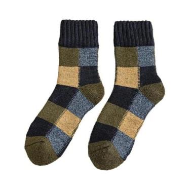 Imagem de Meias Térmicas De Lã Coloridas Para Homens, 5 Pares, Macias, Confortáv