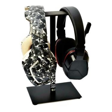 Imagem de 2X Suporte Fone De Ouvido Heardset Duplo Para Mesa Cor Preto