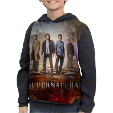 Imagem de Casaco Moletom Infantil Winchester Castiel Supernatural - smoke, Preto