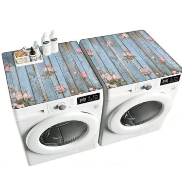 Imagem de NYZE 2 peças de capas de lavadora e secadora para a parte superior, tapetes protetores superiores de máquina de lavar de 65 x 65 cm, capa superior antiderrapante de secagem rápida para cozinha