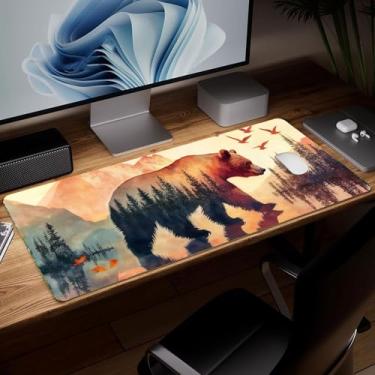 Imagem de Tapete de mesa de couro animal, mouse pad de arte colorida grande teclado de computador para jogos mousepad à prova d'água protetor de mesa e capa, tapete de mouse decorativo de couro PU para laptop