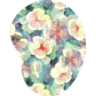 Imagem de Mouse Pad Ergonômico Gota Arte Floral Amarelo Verde Claro