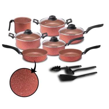 Imagem de Jogo de Panelas 10 Pçs Colori Antiaderente c/ Tampa de Vidro - Ditalia