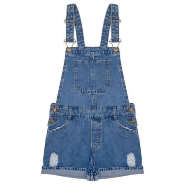 Imagem de Jardineira Juvenil Look Jeans Short Jeans - UNICA - 4-Feminino