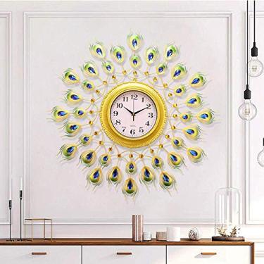 Imagem de Relógio de parede pavão, relógio de parede de cristal, decoração de casa, relógio de sala de estar europeu, relógio de parede art déco relógios de parede modernos silenciosos sem tique-taque, A-01 (1)