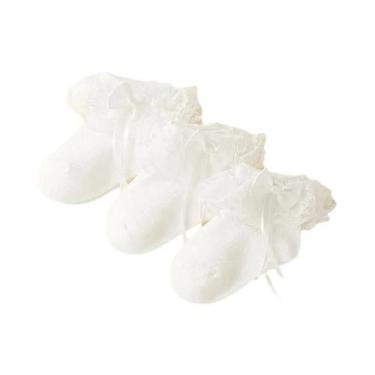 Imagem de Meias De Algodão Respiráveis Para Meninas, 3 Pares, Com Laço De Renda,