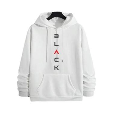 Imagem de Moletom Masculino Preto Com Estampa De Letras Outono Inverno Alta Qual