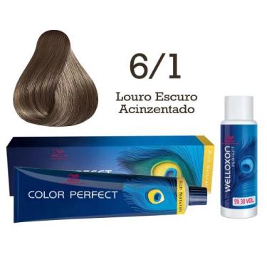 Imagem de Coloração Color Perfect 6.1 Louro Escuro Acinzentado Emulsão Oxi 30 We