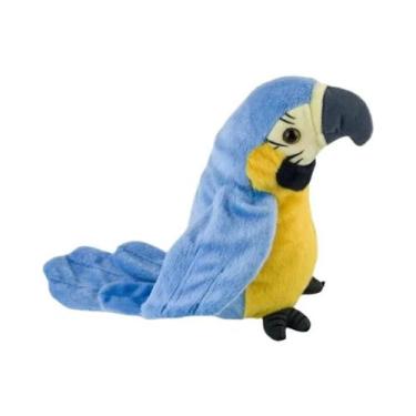 Imagem de Brinquedo De Pelúcia Papagaio Macaw Falante Que Repete O Que Você Diz 
