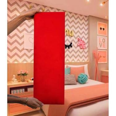 Imagem de Cabeceira Alta Modular Estofada 120x20cm até o Chão para Cama Box Solteiro Casal Queen King | Vários Tamanhos e Cores(Vermelha,CASAL7 PLACAS)