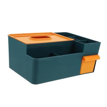 Imagem de Porta-lenços de plástico organizador de vários compartimentos com divisórias para armazenamento doméstico de cosméticos para uso em banheiro