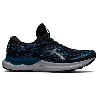 Imagem de ASICS Tênis de corrida masculino Gel-Nimbus 24, Preto/Azul Mako, 45