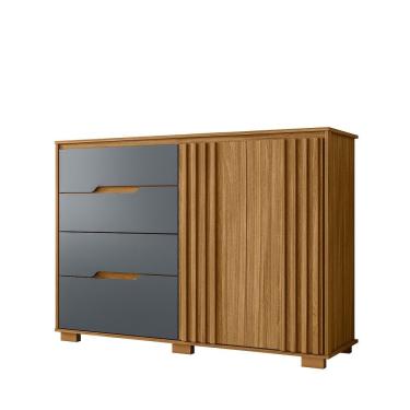 Imagem de Comoda Texas 4 Gavetas Sapateira Freijo Com Cinza - Moval