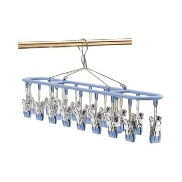 Imagem de Varal De Meias Em Aço Inoxidável Com 20 Clipes, Multifuncional Para Se