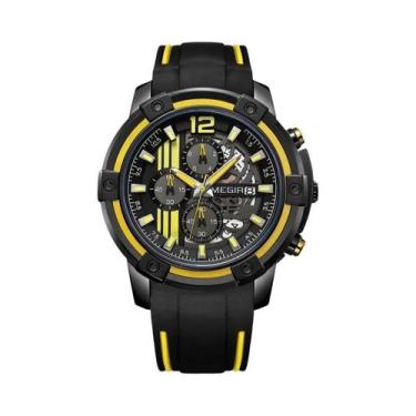 Imagem de Relógio Esportivo Masculino Preto E Vermelho Com Cronógrafo Militar Me