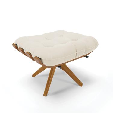Imagem de Puff Giratório Costela Veludo Bege Base de Madeira MA30 M11 - D'Rossi