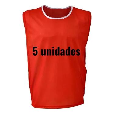 Imagem de Kit 5 Colete Futebol Esportivo Treino Vermelho/P Infantil