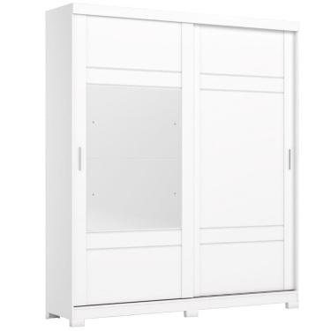 Imagem de Guarda Roupa Solteiro 2 Portas Com Espelho 200 Cm Verg Branco Henn