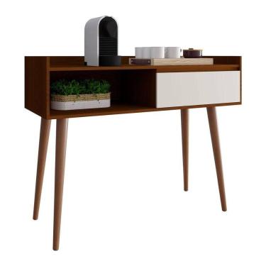 Imagem de Aparador Balcão Retrô Clássico Freijó Com Off White - Moveisaqui