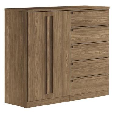 Imagem de Comoda 2 portas 5 gavetas Malaga Gold Jatobá Acetinado - Santos Andirá
