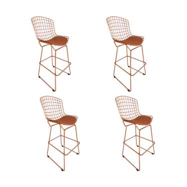 Imagem de Kit 4 Banquetas Bertoia Cobre D70 Com Assento Cobre