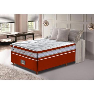 Imagem de Conjunto Cama Box Solteiro De Molas Ensacadas D33 Cama Inbox Select Firme 88x188x71 Vermelho