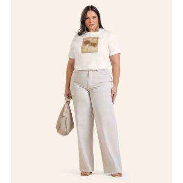 Imagem de Blusa Manga Curta Feminina Plus Size Secret Glam Bege, Plus G4, Bege
