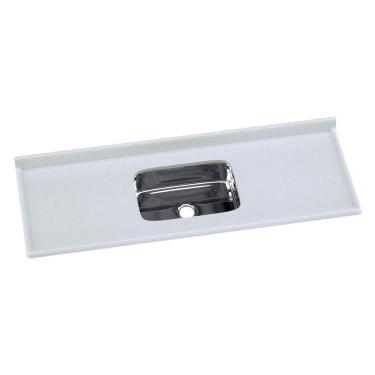 Imagem de Pia De Cozinha Mármore Sintético 150x55cm Com Cuba Aço Inox Multimóveis CR20474 Off White