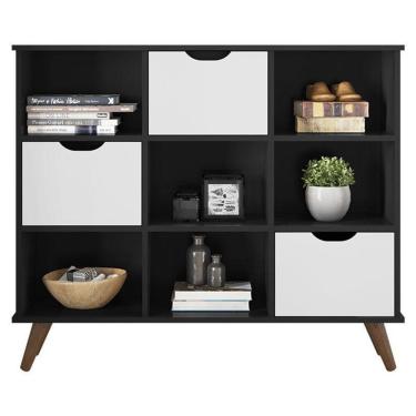 Imagem de Nicho Organizador Retrô 3 Gavetas Preto Branco - Qmovi