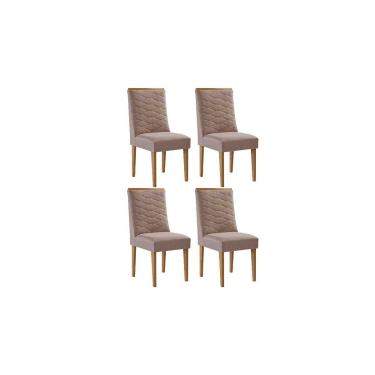Imagem de Kit 4 Cadeiras de Cozinha Maldivas 4 Un Madeira Capuccino/Linho Capuccino - Rufato