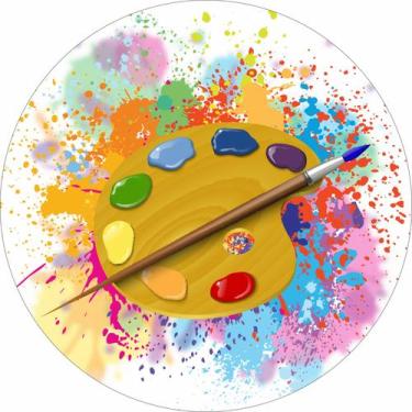 Imagem de Painel de Tecido Sublimado Redondo Pintando o Sete Respingo de Tinta c