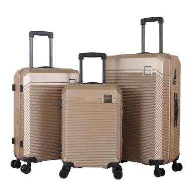 Imagem de Conjunto Mala de Viagem Tamanhos 20+24+28 Cor Champagne - Mimos e Viag