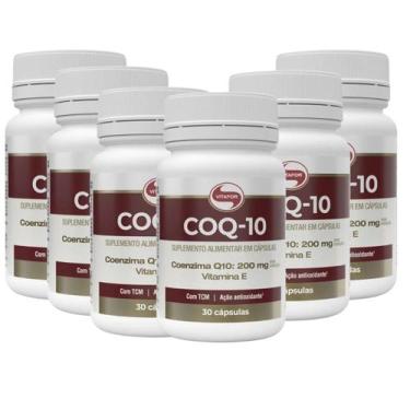Imagem de Kit 6 Coenzima Q10 Vitafor 200mg 30 caps Sabor: Neutro, Neutro