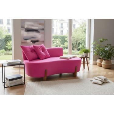 Imagem de Namoradeira Sofá Feijão Luna 130cm Orgânica Veludo Rosa Pink - Mansão 