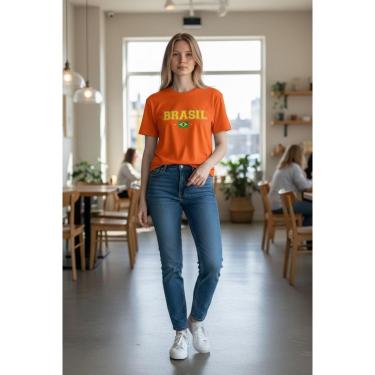 Imagem de Camiseta Feminina T Shirt Dia a Dia Estampada Brasil Copa Malha Algodão do P ao G1-Feminino