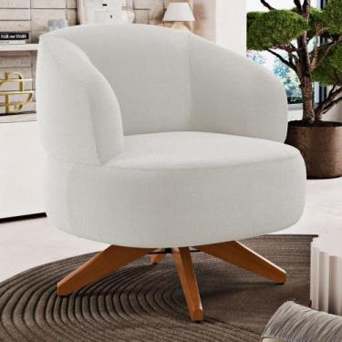 Imagem de Poltrona Decorativa Orgânica Living Have Base Madeira Giratória Bouclê