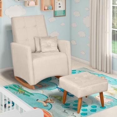 Imagem de Poltrona de Amamentação e Descanso Anne com Base Balanço e Puff Veludo