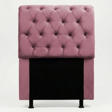 Imagem de Cabeceira Cama Box Solteiro Sarah 90cm com Frame Suede Rosa - Abmaza