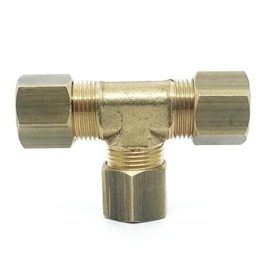 Imagem de Te Tee Latao Compressão 1/4 X 1/4 X1/4 Anilha Tubo Cobre - ALUMEGAS