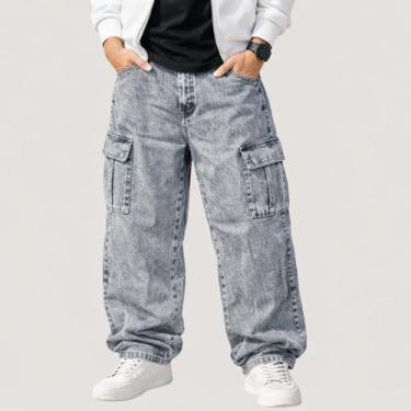 Imagem de Calça Cargo Bolso Lateral Skatista Streetwear Urbano Rua Cinza Grafite