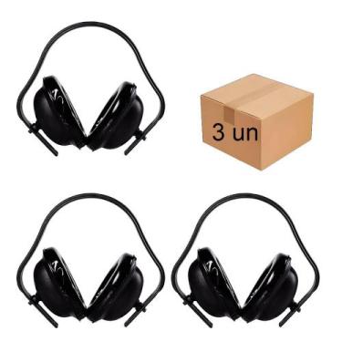 Imagem de Kit 3 Unidades Protetor Abafador Auditivo Concha para Ruidos de Obra C