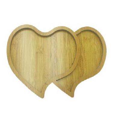 Imagem de Petisqueira de Bambu Coração c/ 2 Divisórias p/ Servir - Inter