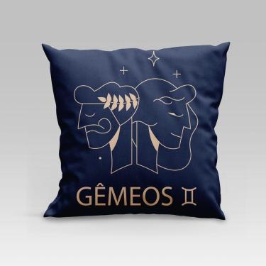 Imagem de Capa De Almofada Estampada Signos Do Zodíaco Em Veludo Suede 45cm X 45cm - Decoração Astrologia Horóscopo Cor Gêmeos