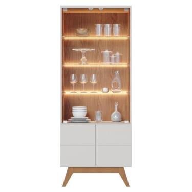 Imagem de Cristaleira 2 Portas De Vidro Pisa Off White Matte Freijó