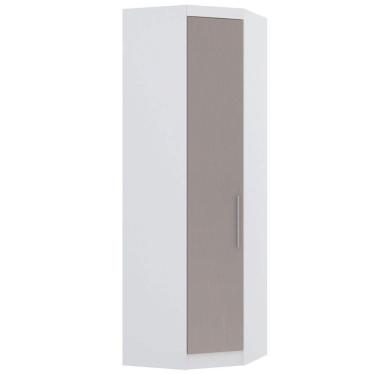 Imagem de Guarda Roupa de Canto Diagonal 70cm 1 Porta Alpes Luciane Móveis Branco Pf-cinammon Pf