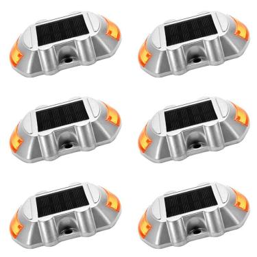 Imagem de Tacha Solar Sinalizador Viario Olho de Gato Kit 6 Uni Sinalizacao Estrada Obra Rodovia Rua Obra Iluminacao Pavimentacao 