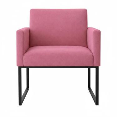 Imagem de 1 Poltrona para Recepção Lina com Base de Ferro Preto Resistente - Móv